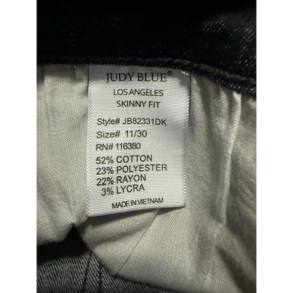 Judy Blue Button Fly Jeans Size 11/30 Dark Wash Stretch Skinny - Picture 6 of 7